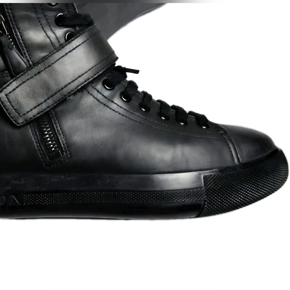 Prada Miu Miu 00s Womens Leather Y2K HiTop Boot Sneakers EU 39.5 US Sz 8.5 (EUC) - Picture 5 of 12